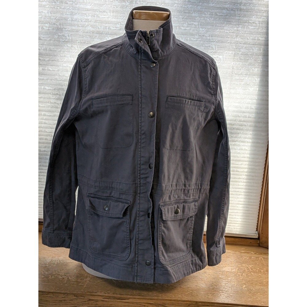 LL Bean BeanFlex Utility Jacket Womens Medium Blue Field Chore Pockets Outdoor